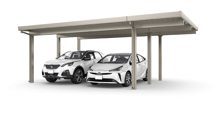 カーポートST2台用耐積雪150cm間口延長6本柱