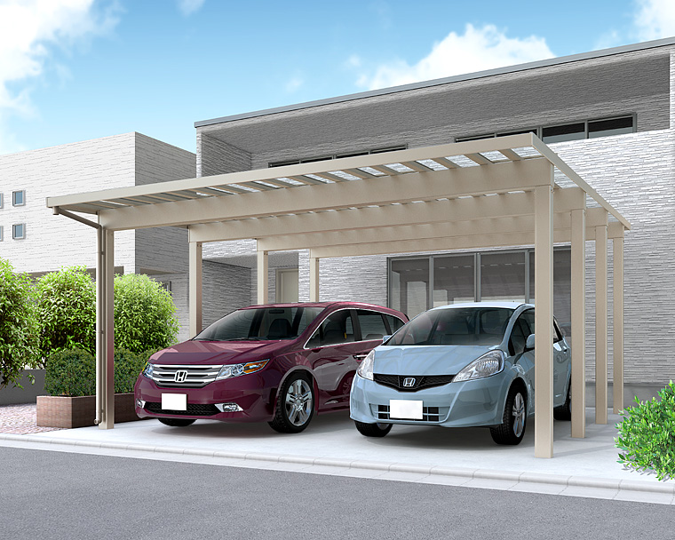 ソルディーポート2台用耐積雪150cm8本柱