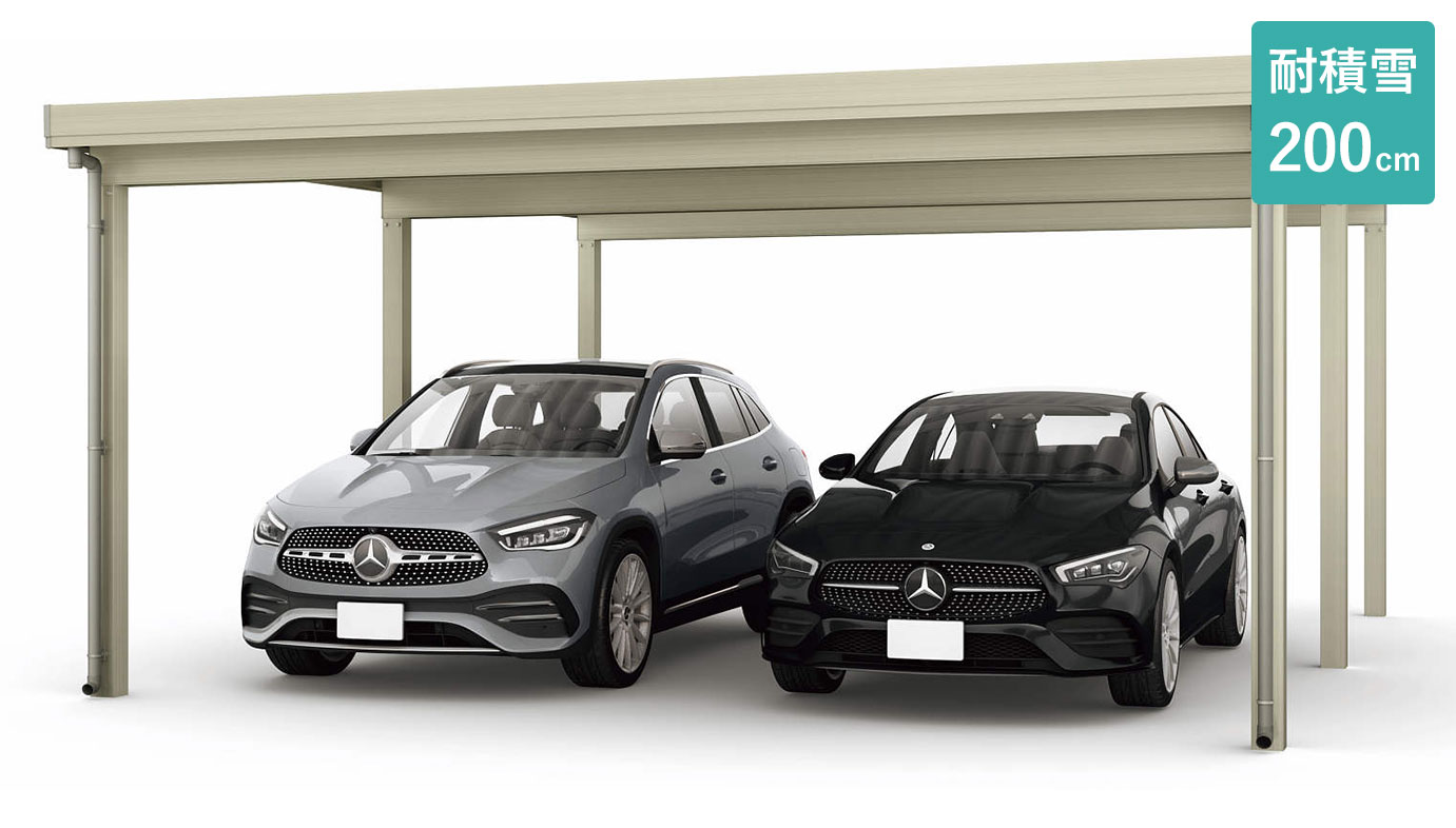 ジーポートPro 2台用耐積雪200cn 6本柱